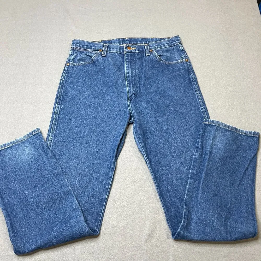 Wrangler Cowboy Cut Jeans Men's 36 x 36 Blue Dark Wash Straight Leg Comfortable